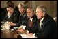 President George W. Bush answers questions from the press before a Cabinet Meeting at the White House Thursday, June 17, 2004. White House photo by Eric Draper