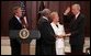 President George W. Bush observes Justice Clarence Thomas swearing-in Senator John Danforth as the new representative of the United States to the United Nations in the Eisenhower Executive Office Building on July 1, 2004. White House photo by Paul Morse