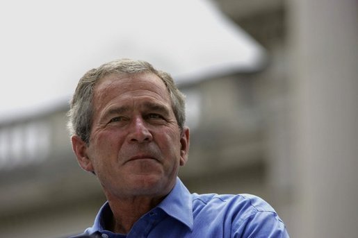 President George W. Bush delivers remarks at the Fourth of July Celebration on the steps of the Capitol in Charleston, West Virginia on Independence Day, 2004. White House photo by Tina Hager