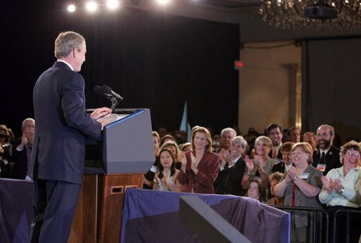 President George W. Bush makes remarks at the National Training Conference on Combating Human Trafficking in Tampa, Florida on Friday July 16, 2004. White House photo by Paul Morse