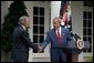 Nominating Rep. Porter Goss, R-Fla., to be the director of the CIA, President George W. Bush extends his hand to him during the Rose Garden announcement Tuesday, Aug. 10, 2004. White House photo by Joyce Naltchayan.