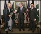 President George W. Bush meets with Presidents Hamid Karzai of Afghanistan, left, and Pervez Musharraf of Pakistan at the United Nations General Assembly Tuesday, Sept. 21, 2004. White House photo by Eric Draper.