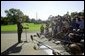 President George W. Bush discusses the Iraq report with the press on the South Lawn Thursday, Oct. 7, 2004. White House photo by Eric Draper