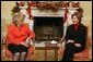 Laura Bush hosts Viviane Wade, wife of President Abdoulaye Wade of Senegal, for tea Monday, Dec. 6 , 2004. White House photo by Susan Sterner