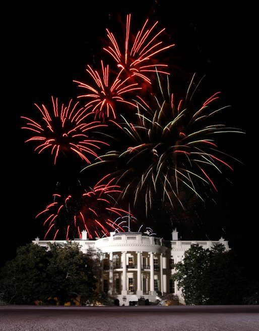 Fireworks explode over the White House, the grand finale for 'A Celebration of Freedom' inaugural concert held on the Ellipse in Washington, D.C., Jan. 19, 2005. White House photo by Susan Sterner