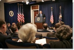 President George W. Bush announces Ambassador John Negroponte as the Director of National Intelligence nominee during a press conference held in the Dwight D. Eisenhower Executive Office Building in Washington, D.C., Thursday, Feb. 17, 2005.  White House photo by Paul Morse