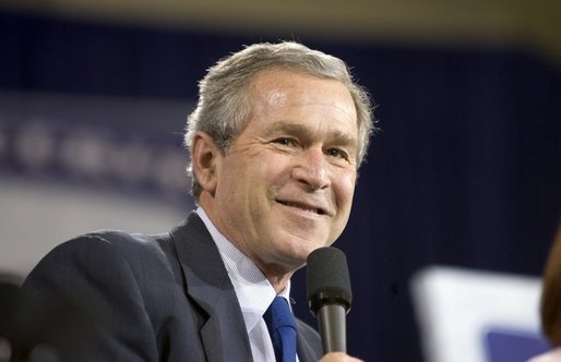 President George W. Bush discusses Social Security in Shreveport, La., Friday, March 11, 2005. "When people -- when a person owns something, they have a vital stake in the future of the country," said the President talking about personal savings accounts. White House photo by Paul Morse