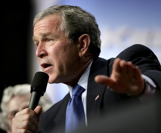 President George W. Bush leads a discussion on Strengthening Social Security in Albuquerque, N.M., Tuesday, March 23, 2005. White House photo by Eric Draper