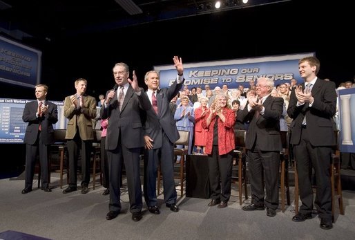 President George W. Bush discusses Social Security at Kirkwood Community College in Cedar Rapids, Iowa, Wednesday, March 30, 2005. "It has provided a safety net for a lot of citizens. The problem is, there's a hole in the safety net for a generation which is coming up," said the President. White House photo by Paul Morse