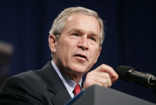 President George W. Bush delivers remarks after touring the Bureau of Public Debt in Parkesburg, W.Va., Tuesday, April 5, 2005. White House photo by Paul Morse