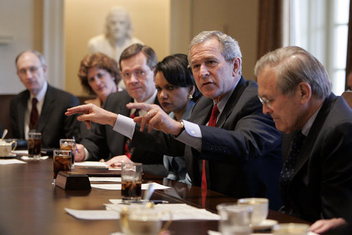 President George W. Bush conducts his second Cabinet meeting of his second term in the Cabinet Room Tuesday, April 5, 2005. White House photo by Eric Draper