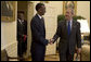 President George W. Bush meets with the President Paul Kagame of Rwanda in the Oval Office Friday, April 15, 2005. White House photo by Krisanne Johnson