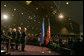 Vice President Dick Cheney attends the Day of Remembrance ceremony commemorating the 10th anniversary of the bombing of the Alfred P. Murrah Federal Building in Oklahoma City, Okla., April 19, 2005. At 9:02 a.m., Vice President Cheney and former President Bill Clinton joined victims of the bombing in 168 seconds of silence in remembrance of the 168 people killed 10 years ago. Pictured on stage, from left, are Frank Hill, chairman of the Oklahoma City National Memorial Foundation, former President Bill Clinton, Vice President Dick Cheney, and Oklahoma Governor Brad Henry. White House photo by David Bohrer