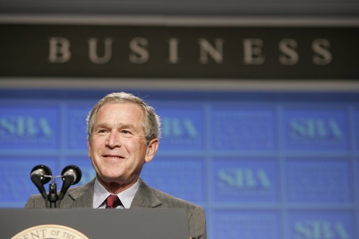 President George W. Bush addresses the National Small Business Week Conference in Washington, D.C., Wednesday, April 27, 2005. White House photo by Paul Morse