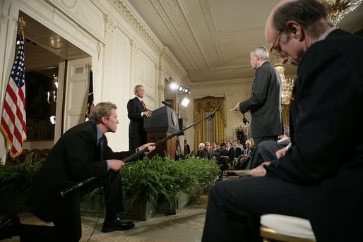 President George W. Bush holds a press conference in the East Room Thursday, April 28, 2005. White House photo by Eric Draper