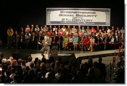 Vice President Dick Cheney discusses Social Security during a Town Hall meeting at Campbell High School in Smyrna, Ga., Monday, May 2, 2005.White House photo by David Bohrer