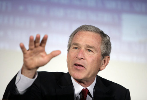 President Bush speaks to members and attendees of the 2005 Latino Small Business Economic Conference Wednesday, May 4, 2005, at the J.W. Marriott Hotel in Washington, D.C. The economic conference brings together government officials, the country's leading Hispanic entrepreneurs and corporate America to discuss the most critical legislative issues affecting Hispanic business. White House photo by Eric Draper