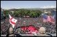 Thousands gather in Freedom Square to hear President George W. Bush speak in Tbilisi, Georgia, Tuesday, May 10, 2005. "When Georgians gathered here 16 years ago, this square had a different name. Under Lenin's steely gaze, thousands of Georgians prayed and sang, and demanded their independence, said President Bush. "The Soviet army crushed that day of protest, but they could not crush the spirit of the Georgian people." White House photo by Paul Morse