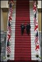 President George W. Bush and Georgian President Mikhail Saakashvili leave a press availability Tuesday, May 10, 2005, at the Georgian Parliament in Tbilisi. White House photo by Eric Draper