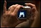 President George W. Bush is shown through a camera's display Friday, May 13, 2005, as he addresses the National Association of Realtors at the Marriott Wardman Park Hotel in Washington D.C. White House photo by Paul Morse