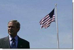 President George W. Bush delivers remarks during a visit to West Point, Va., Monday, May 16, 2005. White House photo by Eric Draper