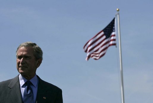 President George W. Bush delivers remarks during a visit to West Point, Va., Monday, May 16, 2005.White House photo by Eric Draper