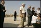 Laura Bush addresses the press during her tour of Hisham’s Palace in Jericho, Sunday, May 22, 2005. Mrs. Bush toured the eighth century Islamic palace and viewed mosaic restoration projects during her visit. White House photo by Krisanne Johnson