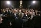 President George W. Bush waves to the audience during the swearing-in ceremony of Steve Johnson as the EPA Administrator in Washington, D.C., Monday, May 23, 2005. White House photo by Paul Morse