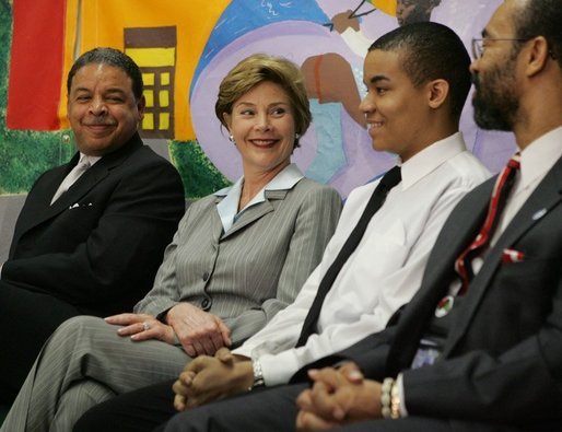 Laura Bush attends the Laura Bush Foundation for America's Libraries, June 2, 2005, at Austin Community Academy High School, Chicago, Illinois. White House photo by Krisanne Johnson