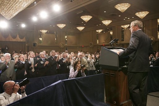 President George W. Bush addresses Associated Builders and Contractors, ABC, in Washington, D.C., Wednesday, June 8, 2005. White House photo by Paul Morse