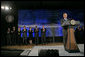 President George W. Bush discusses the Patriot Act at the National Counterterrorism Center in McLean, Va., Friday, June 10, 2005. "We're not only finding people and bringing them to justice, we're shutting down their sources for money," said the President of the Patriot Act. White House photo by Eric Draper