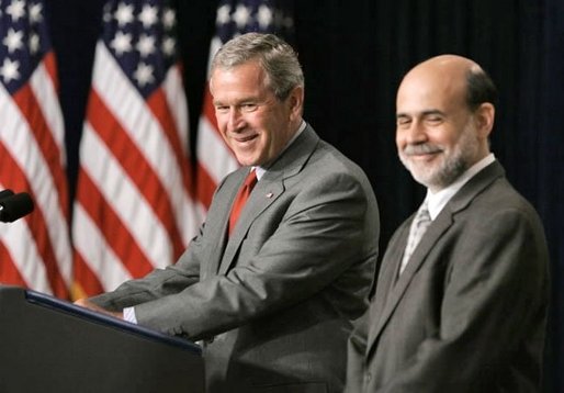 President George W. Bush speaks during the swearing-in ceremony for Dr. Ben Bernanke as the Chairman of the Council of Economic Advisors in the Dwight D. Eisenhower Executive Office Building Tuesday, June 21, 2005. White House photo by Paul Morse