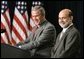 President George W. Bush speaks during the swearing-in ceremony for Dr. Ben Bernanke as the Chairman of the Council of Economic Advisors in the Dwight D. Eisenhower Executive Office Building Tuesday, June 21, 2005. White House photo by Paul Morse