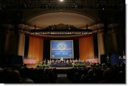 Vice President Dick Cheney addresses an audience, Thursday, July 21, 2005 at Constitution Hall in Washington, during the 75th anniversary celebration honoring the creation of the Department of Veterans Affairs.  White House photo by Paul Morse