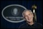 President George W. Bush addresses a news conference, Tuesday, Aug. 9, 2005 at the Bush Ranch in Crawford, Texas, following a meeting to discuss the strength of the U.S. economy. White House photo by Eric Draper