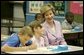 Laura Bush observes a fifth grade math class at Lovejoy Elementary School in Des Moines, Iowa, Thursday, September 8, 2005. White House photo by Krisanne Johnson