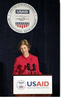 Laura Bush delivers remarks at the USAID Dinner: Fighting Malaria in Africa: Taking Action, Building Partnerships, in New York Wednesday, Sept. 14, 2005. White House photo by Krisanne Johnson