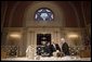 President George W. Bush visits the Sixth and I Historic Synagogue in Washington DC before giving remarks at the National Dinner Celebrating 350 Years of Jewish Life in America on Wednesday September 14, 2005. White House photo by Paul Morse