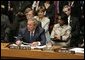 President George W. Bush speaks during the Security Council Summit at the United Nations in New York Wednesday, Sept. 14, 2005. White House photo by Eric Draper