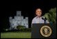 President George W. Bush delivers remarks on hurricane recovery efforts during an Address to the Nation in Jackson Square in New Orleans, La., Thursday, Sept. 15, 2005. White House photo by Eric Draper