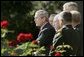 President George W. Bush issues a statement, Wednesday, Sept. 28, 2005 in the Rose Garden at the White House in Washington, on the war on terror following his meeting with U.S. Army Generals John Abizaid and George W. Casey. President Bush is also joined by Vice President Dick Cheney, Secretary of Defense Donald Rumsfeld and Joint Chiefs of Staff Chairman General Richard B. Myers. White House photo by Paul Morse