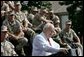 Vice President Dick Cheney addresses an estimated crowd of 4,500 Marines during a rally at Camp Lejeune in Jacksonville, NC, Monday, October 3, 2005. White House photo by David Bohrer