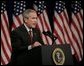 President George W. Bush addresses his remarks on the War on Terror, Thursday, Oct. 6, 2005, speaking before the National Endowment for Democracy at the Ronald Reagan Building and International Trade Center in Washington. White House photo by Eric Draper