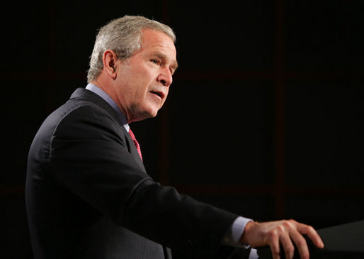 President George W. Bush delivers his remarks regarding his National Strategy for Pandemic Influenza Preparedness and Response at the National Institute of Health in Bethesda, Md., Tuesday, Nov. 1, 2005. "At this point, we do not have evidence that a pandemic is imminent. Most of the people in Southeast Asia who got sick were handling infected birds," said President Bush. "And while the avian flu virus has spread from Asia to Europe, there are no reports of infected birds, animals, or people in the United States. Even if the virus does eventually appear on our shores in birds, that does not mean people in our country will be infected. Avian flu is still primarily an animal disease. And as of now, unless people come into direct, sustained contact with infected birds, it is unlikely they will come down with avian flu." White House photo by Paul Morse