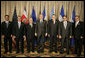 President George W. Bush stands with CAFTA-DR leaders while attending the Summit of the Americas in Mar del Plata, Argentina, Friday, Nov. 4, 2005. From left, they are: President Leonel Fernandez Reyna of Dominican Republic; President Oscar Berger Perdomo of Guatemala; President Enrique Bolanos Geyer of Nicaragua; President Abel de Jesus Pacheco de la Espriella of Costa Rica; President Elias Antonio Saca Gonzalez of El Salvador and Vice President Alberto Diaz Lobo of Honduras. White House photo by Eric Draper