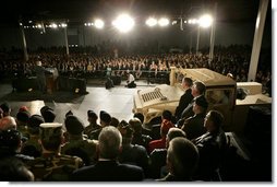 President George W. Bush delivers remarks on the war on terror, Friday, Nov. 11, 2005 at the Tobyhanna Army Depot in Tobyhanna, Pa. White House photo by Eric Draper