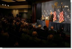 Vice President Dick Cheney remarks on the global war on terror during a speech at the Heritage Foundation in Washington, Wednesday January 4, 2006.  White House photo by David Bohrer