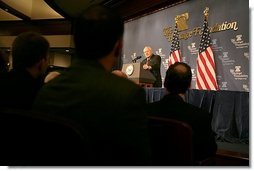 Vice President Dick Cheney remarks on the global war on terror during a speech at the Heritage Foundation in Washington, Wednesday January 4, 2006.  White House photo by David Bohrer