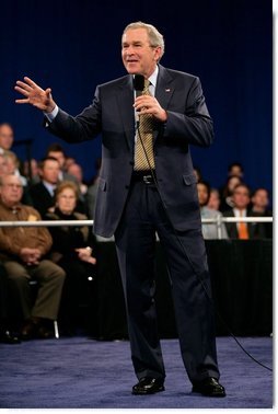 President George W. Bush speaks during remarks on the Global War on Terror in Louisville, Kentucky, Wednesday, Jan. 11, 2006.  White House photo by Eric Draper