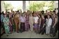 Mrs. Laura Bush poses with Peace Corps volunteers Tuesday, Jan. 17, 2006, at the home of the U.S. Ambassador in Accra, Ghana. Ghana was the first assignment for the organization, which marks its 45th anniversary this year. White House photo by Shealah Craighead